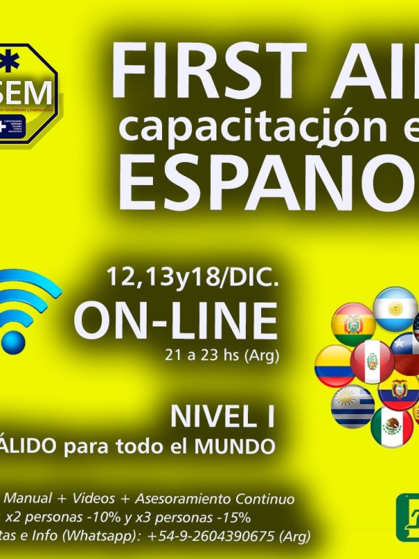 Curso de primeros Auxilios, RCP y DEA (internacional)